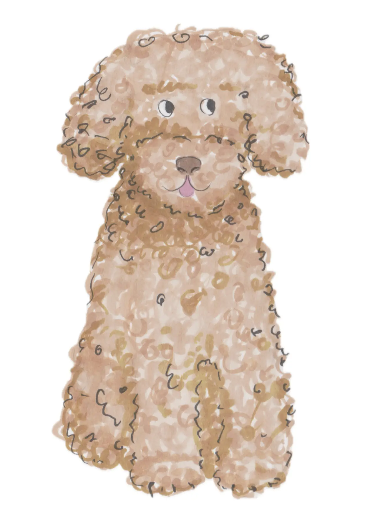 Commission example: Drawing of a fluffy, goofy dog
