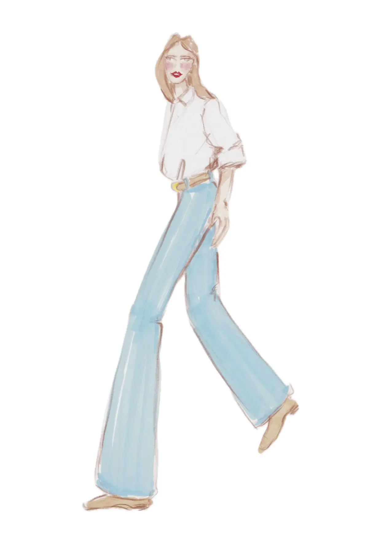 Commission example: Drawing of a woman in jeans walking