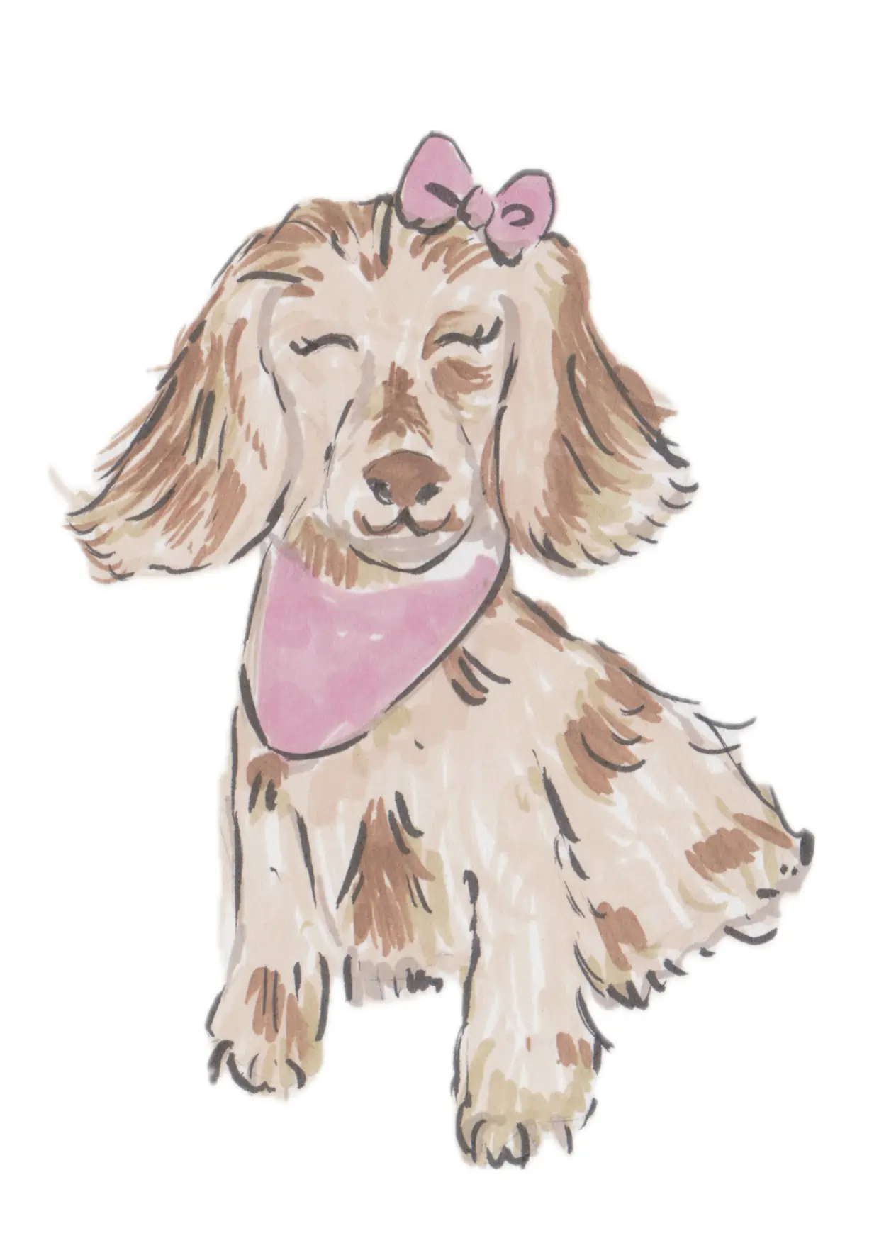 Commission example: Illustration of a dog dressed as a princess