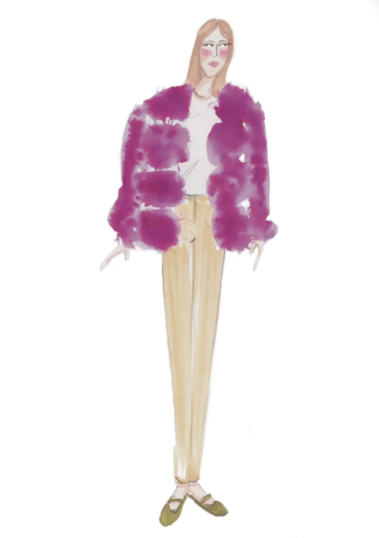 Commission example: Ink sketch of a purple coat